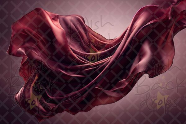 Set of 24 Digital Backdrops of a Red Satin Fabric Floating