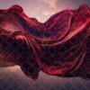 Set of 24 Digital Backdrops of a Red Satin Fabric Floating