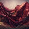 Set of 24 Digital Backdrops of a Red Satin Fabric Floating