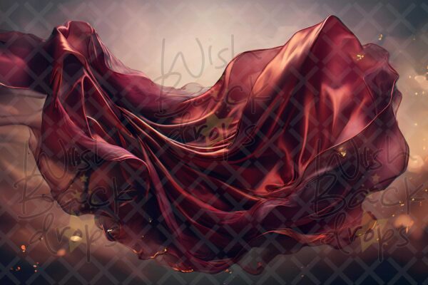 Set of 24 Digital Backdrops of a Red Satin Fabric Floating